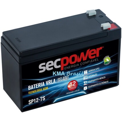 Bateria 12v 7Ah Selada Secpower, Alarme, Nobreak, Cerca, SP12-7S