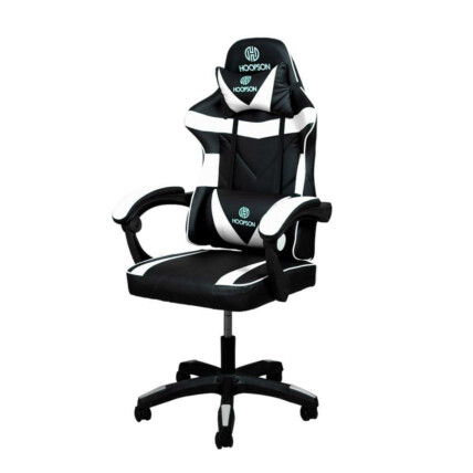 Cadeira Gamer Hoopson Preta e Branca, Reclinável e Giratoria, HP-CG-506