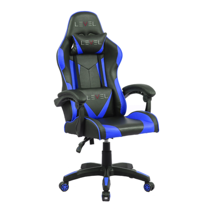 Cadeira Gamer Level, Preta e Azul, Reclinável, até 100kg, LV-C01DN