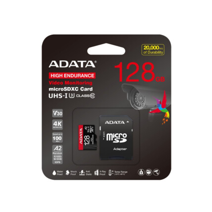 Cartão de Memória 128gb Adata, High Endurance, Micro SDXC, Classe 10