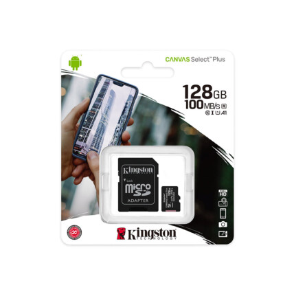 Cartão de Memória Kingston, 128gb, Micro SD, Classe 10, Canvas Select Plus