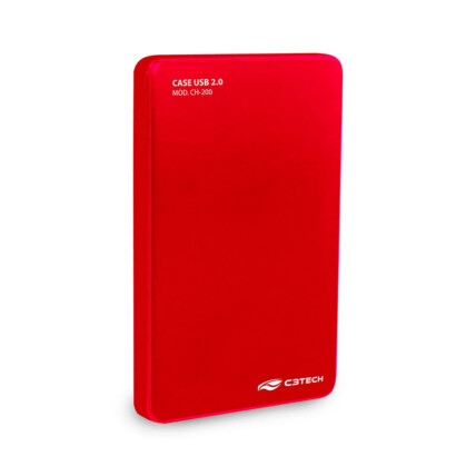 Case para HD Externo C3Tech, USB 2.0, Vermelho, CH-200RD