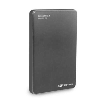 Case para HD Externo C3Tech, USB 2.0, Cinza, CH-200CB