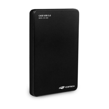 Case para HD Externo C3Tech, USB 3.0, Preto, CH-300BK