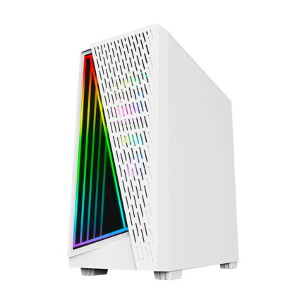 Gabinete Gamer BRX White Neon, Mid Tower, RGB, com 3 fans, sem Fonte, CA-032WH