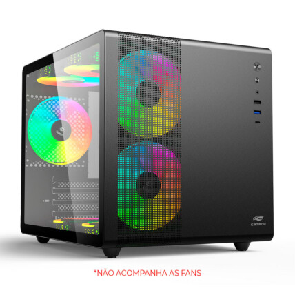 Gabinete Gamer C3Tech Aquarius, Mid Tower, Preto, sem Fonte, MT-G710BK