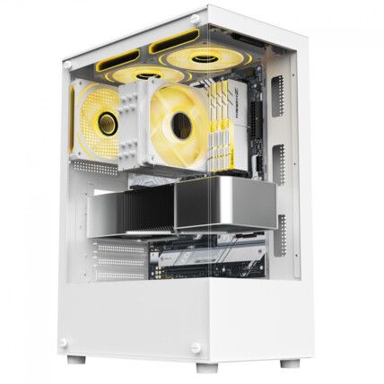 Gabinete Gamer Liketec Heydar Snow, Mid Tower, Vidro Temperado, sem Fan, Branco, 2087