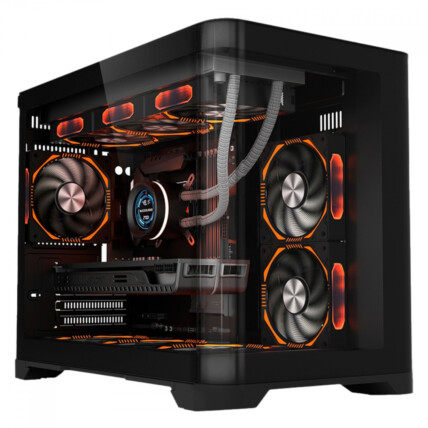 Gabinete Gamer Liketec Madness, Cube Design, Mid Tower, Laterais em Vidro Temperado, Preto, Sem Fonte, Sem Fans, 2072