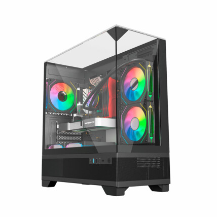 Gabinete Gamer Liketec Mahal Dark, Mid Tower, Teto e Laterais em Vidro Temperado, Preto, 2093