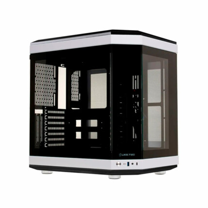 Gabinete Gamer Liketec Unreal Dark White, Cube Design, Mid Tower, Vidro Temperado, Preto e Branco, Sem Fonte e Sem Fans, 2073