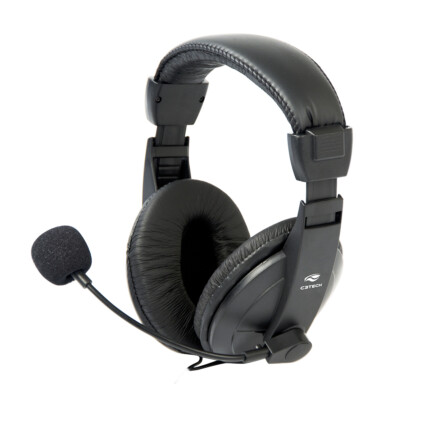 Headset com microfone C3 Tech Voicer Confort, com Conexão P2, Preto, PH-60BK