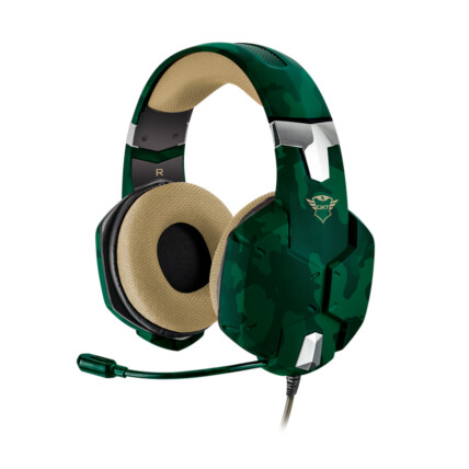 Headset Gamer Trust Carus, com Conexão P2, com adaptador, Verde Camuflado, GXT322C