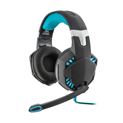 Headset Gamer Trust Hawk, com Conexão USB, com Vibração, 7.1 Surround, Preto e Azul, GXT363