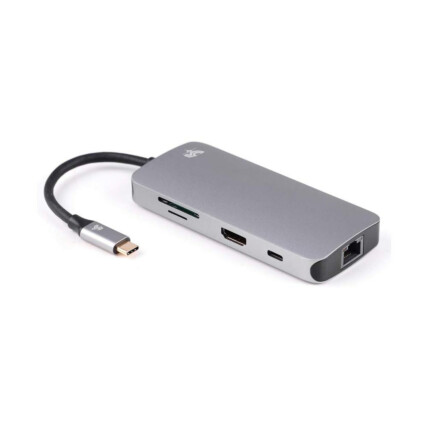 Hub USB 3.0 5+, com 2 portas USB, Leitor de Cartão SD e Micro SD, HDMI e RJ45, com Conexão USB-C