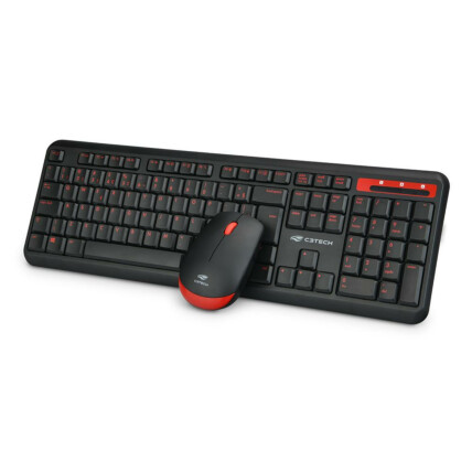 Kit de Teclado e Mouse sem fio C3Tech, com Nano Receptor USB, padrão ABNT2, K-W100BK