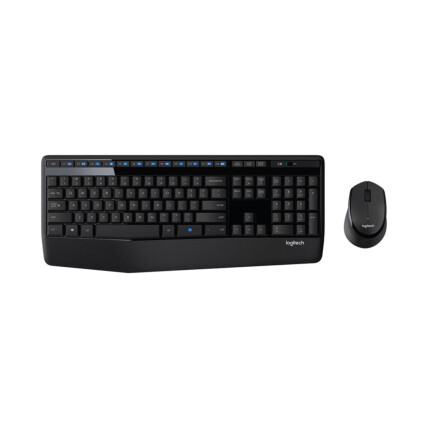 Kit de Teclado e Mouse sem fio Logitech, Conforável com apoio, padrão ABNT2, Preto, MK345