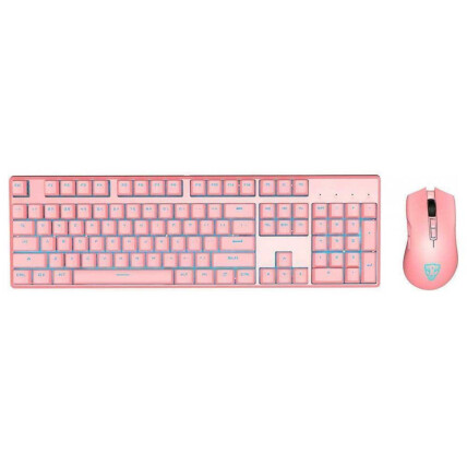 Kit de Teclado e mouse Gamer Motospeed CK700 Rosa, Teclado Mecânico e Mouse