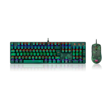 Kit de Teclado e Mouse Gamer Redragon S108 Light Green, Teclado Mecânico e Mouse RGB