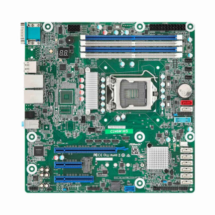 Placa mãe para Servidor Asrock, DDR4, Chipset C246, Socket Intel LGA1151, para Processadores Intel Xeon, C246M WS