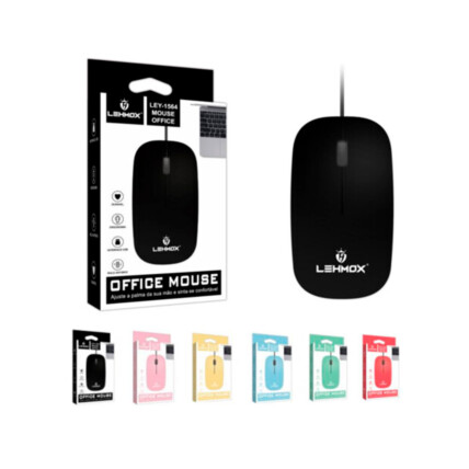 Mouse Lehmox, Óptico, Usb, Office, Preto, LEY-1564