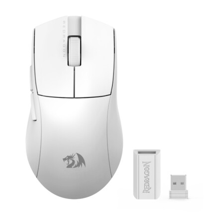 Mouse sem fio Gamer Redragon King Pro, Wireless e Bluetooth, 26000DPI, 7 Botões Gerenciáveis, Branco, M916W-PRO-1K