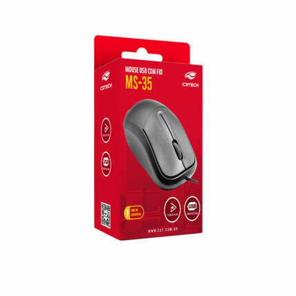 Mouse Usb C3Tech, Preto, com Fio, 1000DPI, MS-35BK