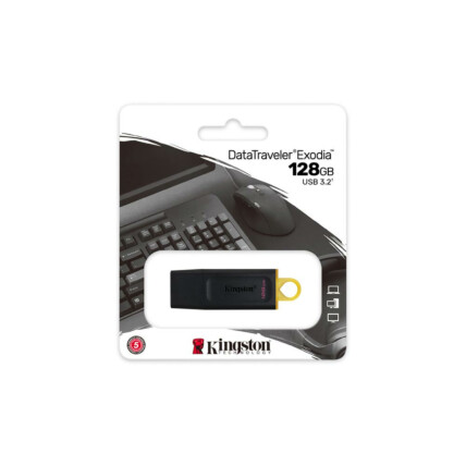 Pen Drive Kingston 128GB DataTraveler Exodia, USB 3.2, Preto e Amarelo, DTX/128GB