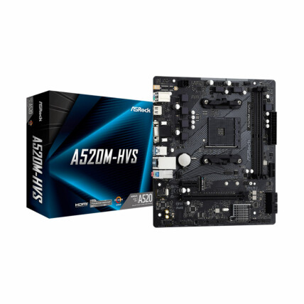 Placa mãe ASRock, DDR4, Chipset A520, Socket AMD AM4, mATX, A520M-HVS