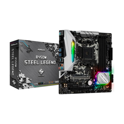 Placa mãe ASRock, DDR4, Chipset B450, Socket AMD AM4, mATX, B450M Steel Legend