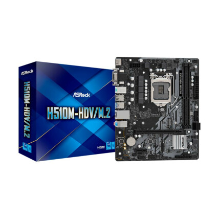 Placa mãe ASRock, DDR4, Chipset H510, Socket Intel LGA 1200, mATX, H510M-HDV/M.2