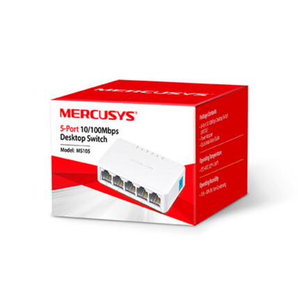 Switch de mesa 5 portas Mercusys, 10/100Mbps, MS105