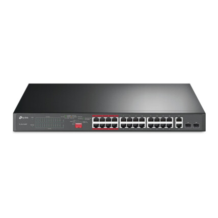 Switch Montável em Rack 24 Portas TP-Link, com 24 Portas POE Gigabit, 2 Portas Gigabit e 2 Portas SFP, TL-SL1226P