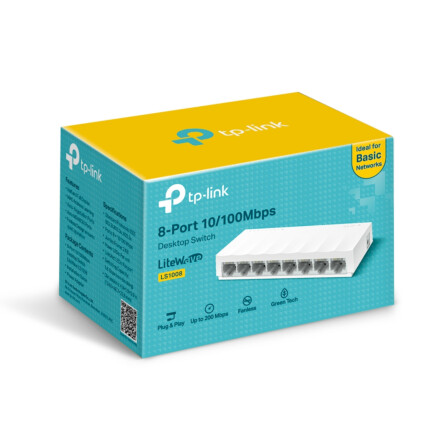 Switch de mesa 8 portas TP-Link, 10/100Mbps, LS-1008