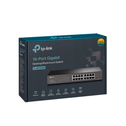 Switch 16 portas TP-Link, Gigabit, 10/100/1000mbps, TL-SG1016D(BR)