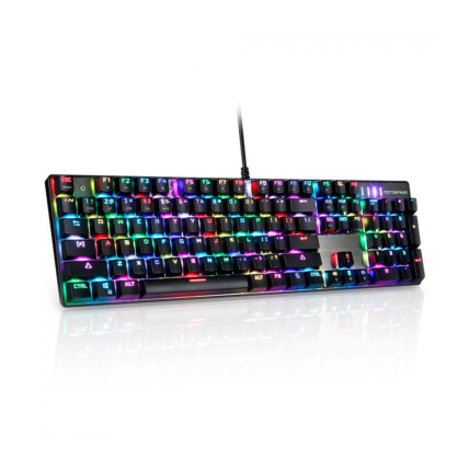 Teclado Mecânico Gamer Motospeed CK104, RGB, Switch Azul, FMSTC0062PTO