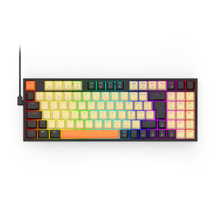 Teclado Mecânico Gamer Redragon Kitava, RGB, com Conexão USB-C, ABNT2, Switch Brown, Preto, Laranja e Amarelo, K636CLO-RGB (PT-Brown)