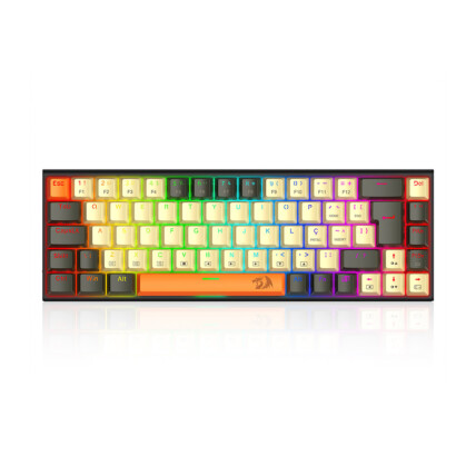 Teclado Mecânico Gamer Redragon Ryze, RGB, Preto, Bege e Laranja, ABNT2, Switch Brown, K633CGO-RGB (PT-Brown)