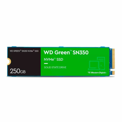 SSD WD Green SN350 256gb, M.2 2280, PCIe, NVMe, 2400/1500mbps, Verde - WDS250G2G0C